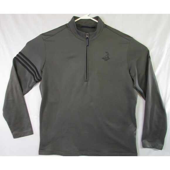 Adidas Pullover Mens Large Gray Quarter Zip Pinehurst 1895 3-Stripes Golf Top - Picture 1 of 15